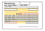 Grafik: Ein Überweisungs-Formular von einer Bank mit Feldern für Kontonummern, IBAN und Verwendungszweck