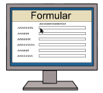 Grafik: Auf dem Bildschirm eines Computers wird ein elektronisches Formular angezeigt.